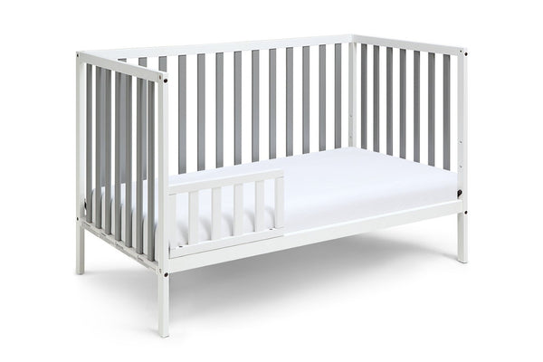 English Elm Deux Remi Convertible Wood Nursery Crib Modern Two-tone Toddler Bed Transition White/Gray B02263769