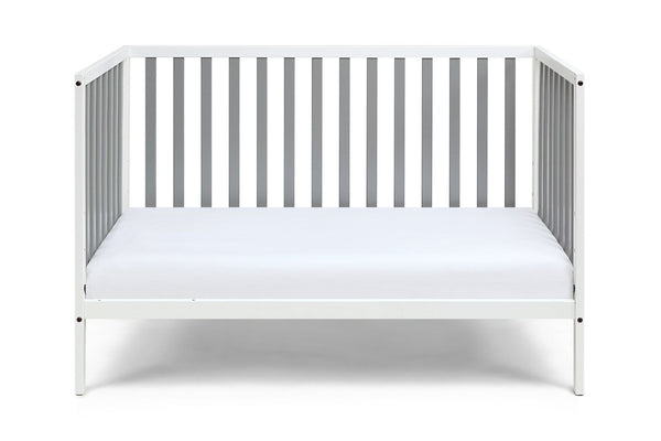 English Elm Deux Remi Convertible Wood Nursery Crib Modern Two-tone Toddler Bed Transition White/Gray B02263769