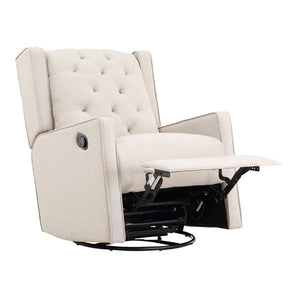 English Elm Milah Tufted Wingback Swivel Glider Recliner Neutral Fabric for Nursery or Living Room B02263780
