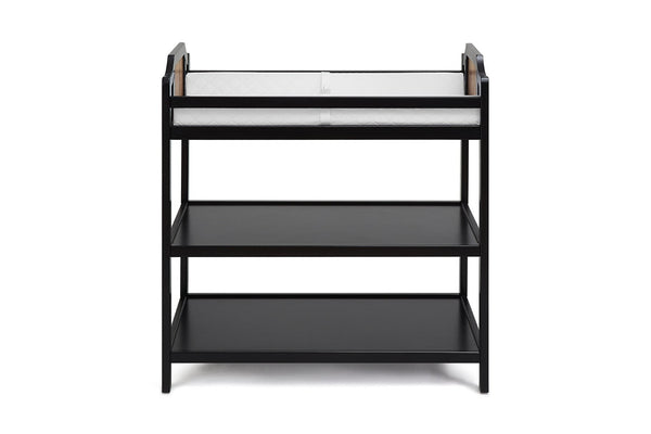 English Elm Brees Convertible Nursery Changing Table with Open Shelves and Full Safety Rails Black Brown B022P204826