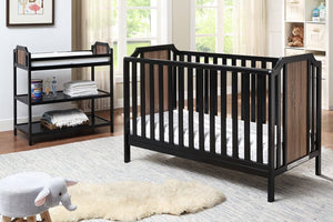 English Elm Brees Convertible Nursery Changing Table with Open Shelves and Full Safety Rails Black Brown B022P204826