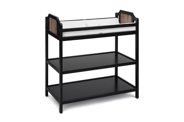 English Elm Brees Convertible Nursery Changing Table with Open Shelves and Full Safety Rails Black Brown B022P204826