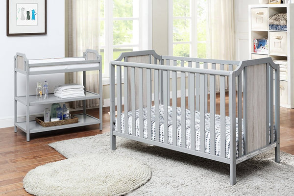 English Elm Brees Convertible Nursery Changing Table with Open Shelves and Full Safety Rails Grey B022P204827