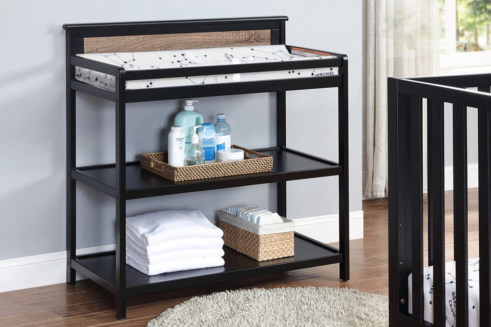 English Elm Connelly Nursery Changing Table Two-Tone Walnut Open Shelf Convertible Storage Unit B022P204830