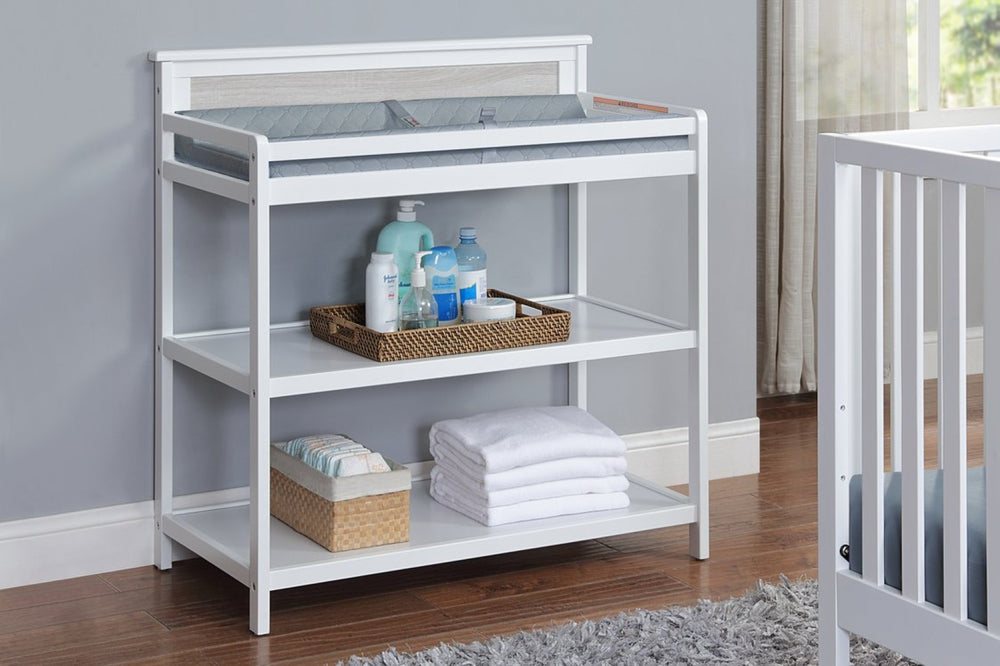 English Elm Connelly Nursery Changing Table with Open Shelves and Safety Rails in Two Tone Finish B022P204833