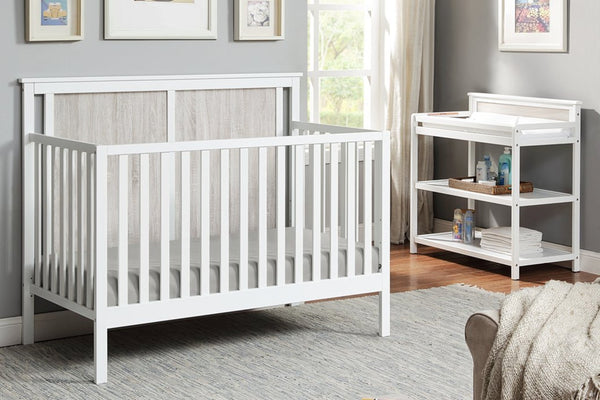 English Elm Connelly Nursery Changing Table with Open Shelves and Safety Rails in Two Tone Finish B022P204833