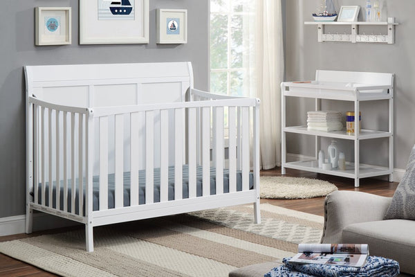 English Elm Shailee Convertible Sleigh Crib Solid Wood Nursery Piece Grows with Your Child White B022P204841