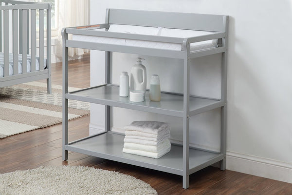 English Elm Shailee Nursery Changing Table with Safety Rails Open Shelves Solid Wood Gray Finish B022P204843