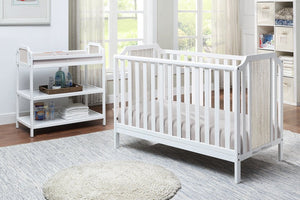 English Elm Brees Island Convertible Crib Belgrave Curves Dual Tone Veneer Nursery Centerpiece White+gray B022P204863