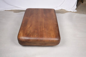 English Elm Low Solid Wood Round Coffee Table Handcrafted for Floor Seating and Modern Living B024P357589