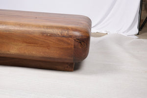 English Elm Low Solid Wood Round Coffee Table Handcrafted for Floor Seating and Modern Living B024P357589