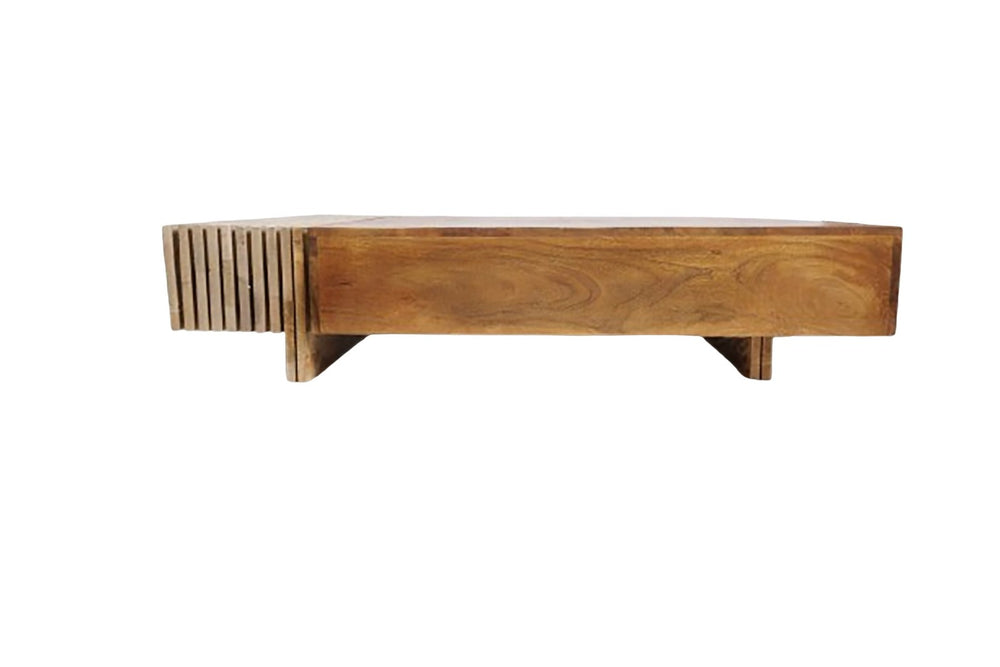 English Elm Dual Tone Solid Wood Coffee Table Low Profile Handcrafted Rectangular Living Room Accent B024P357594