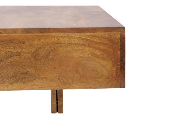 English Elm Dual Tone Solid Wood Coffee Table Low Profile Handcrafted Rectangular Living Room Accent B024P357594