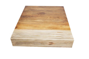 English Elm Dual Tone Solid Wood Coffee Table Low Profile Handcrafted Rectangular Living Room Accent B024P357594