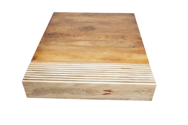 English Elm Dual Tone Solid Wood Coffee Table Low Profile Handcrafted Rectangular Living Room Accent B024P357594