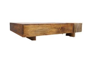 English Elm Dual Tone Solid Wood Coffee Table Low Profile Handcrafted Rectangular Living Room Accent B024P357594
