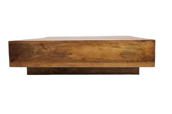 English Elm Dual Tone Solid Wood Coffee Table Low Profile Handcrafted Rectangular Living Room Accent B024P357594
