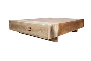 English Elm Dual Tone Solid Wood Coffee Table Low Profile Handcrafted Rectangular Living Room Accent B024P357594