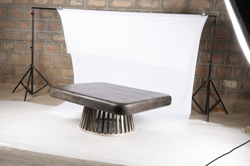 English Elm Rectangle Low Profile Coffee Table with Dark Gray Wood Top and Slim Metal Legs B024P357603