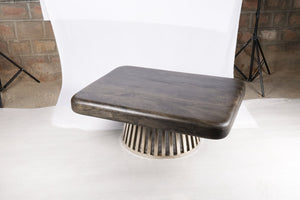 English Elm Rectangle Low Profile Coffee Table with Dark Gray Wood Top and Slim Metal Legs B024P357603