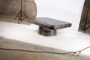 English Elm Rectangle Low Profile Coffee Table with Dark Gray Wood Top and Slim Metal Legs B024P357603
