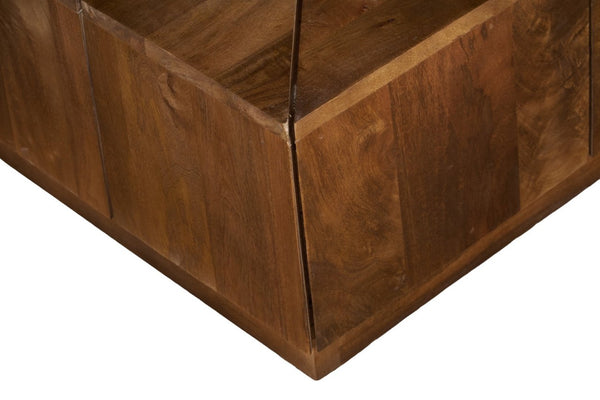 English Elm Designer Solid Wood Handcrafted Coffee Table Low Profile Block Form Living Room B024P430777