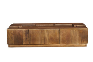 English Elm Designer Solid Wood Handcrafted Coffee Table Low Profile Block Form Living Room B024P430777
