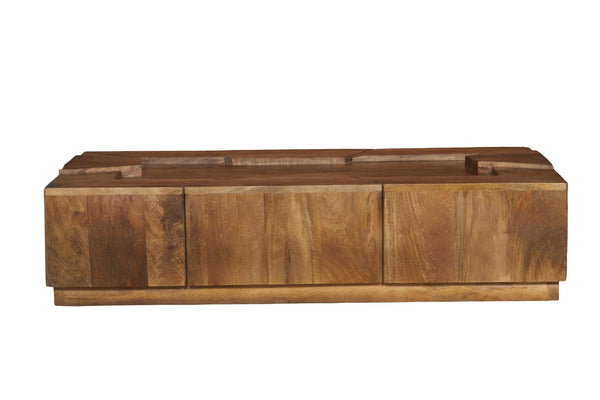 English Elm Designer Solid Wood Handcrafted Coffee Table Low Profile Block Form Living Room B024P430777