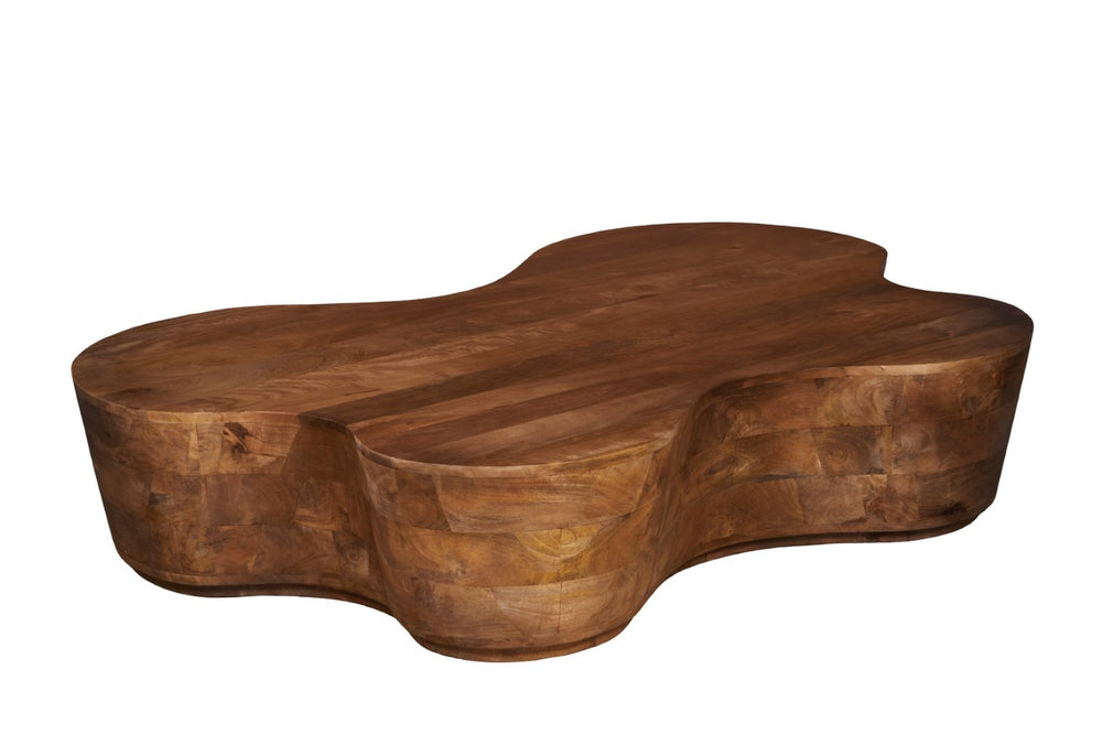 English Elm Free Form Solid Wood Live Edge Coffee Table Handcrafted Organic Modern Living Room B024P430791