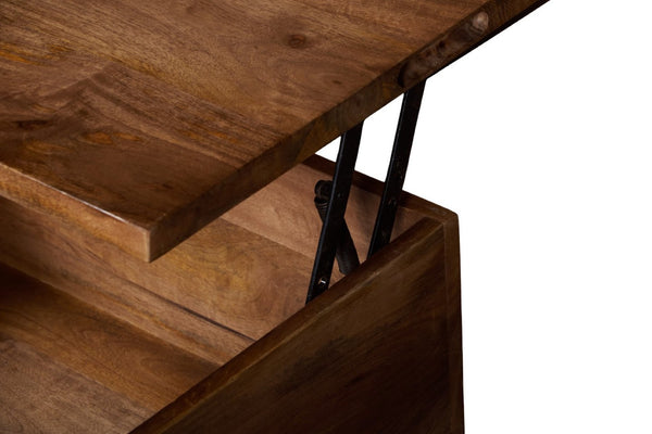English Elm Solid Wood Handcrafted Lift Top Coffee Table with Hidden Storage for Living Rooms B024P430796