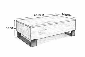 English Elm Solid Wood Handcrafted Lift Top Coffee Table with Hidden Storage for Living Rooms B024P430796