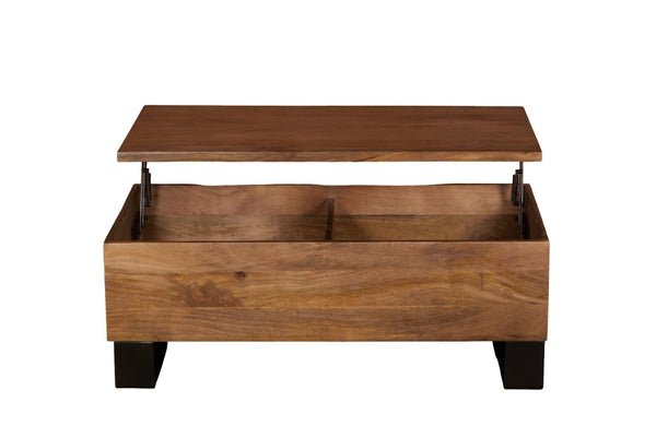 English Elm Solid Wood Handcrafted Lift Top Coffee Table with Hidden Storage for Living Rooms B024P430796