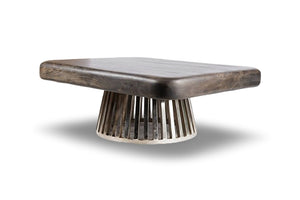 English Elm Rectangle Low Profile Coffee Table Dark Gray Wood Top Metal Legs Modern Living Room B024S00006