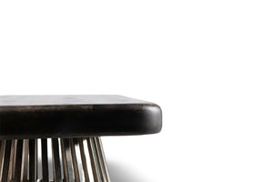 English Elm Rectangle Low Profile Coffee Table Dark Gray Wood Top Metal Legs Modern Living Room B024S00006