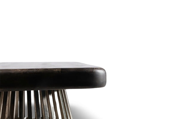 English Elm Rectangle Low Profile Coffee Table Dark Gray Wood Top Metal Legs Modern Living Room B024S00006