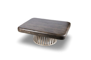 English Elm Rectangle Low Profile Coffee Table Dark Gray Wood Top Metal Legs Modern Living Room B024S00006