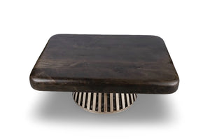English Elm Rectangle Low Profile Coffee Table Dark Gray Wood Top Metal Legs Modern Living Room B024S00006