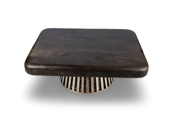 English Elm Rectangle Low Profile Coffee Table Dark Gray Wood Top Metal Legs Modern Living Room B024S00006