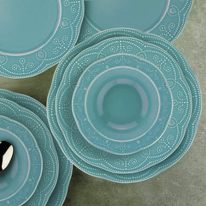 English Elm Fulya 12 Piece Porcelain Dinnerware Set Microwave Safe Contemporary Table Service Turquoise B029119647