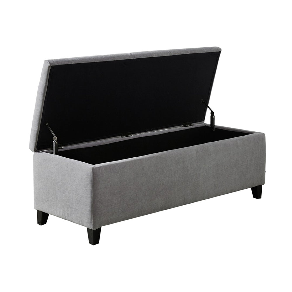 English Elm Tufted Upholstered Storage Bench with Soft Close Lid and Birch Legs for Bedroom B03548258