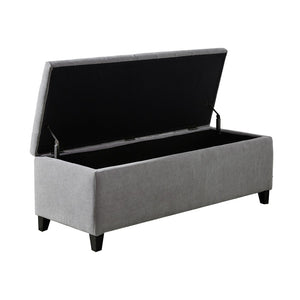 English Elm Tufted Upholstered Storage Bench with Soft Close Lid and Birch Legs for Bedroom B03548258