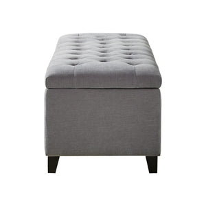 English Elm Tufted Upholstered Storage Bench with Soft Close Lid and Birch Legs for Bedroom B03548258