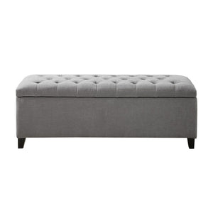 English Elm Tufted Upholstered Storage Bench with Soft Close Lid and Birch Legs for Bedroom B03548258