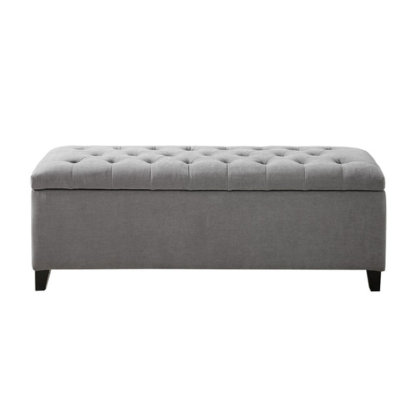 English Elm Tufted Upholstered Storage Bench with Soft Close Lid and Birch Legs for Bedroom B03548258