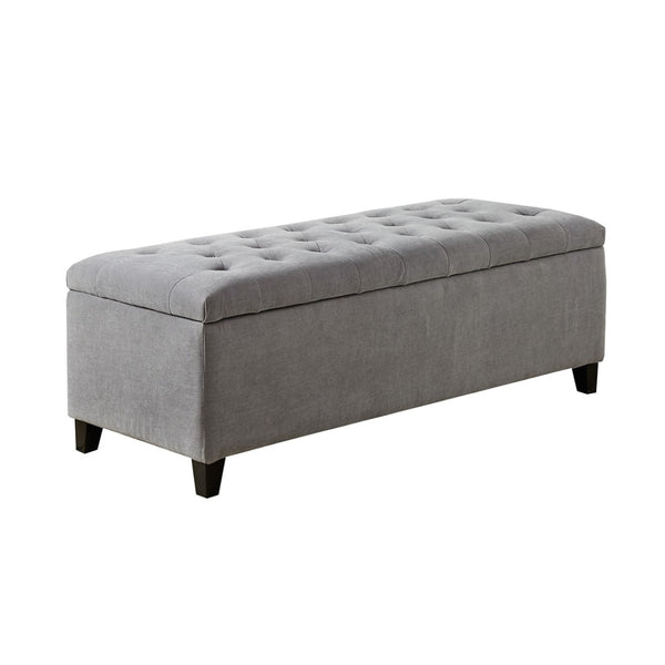 English Elm Tufted Upholstered Storage Bench with Soft Close Lid and Birch Legs for Bedroom B03548258