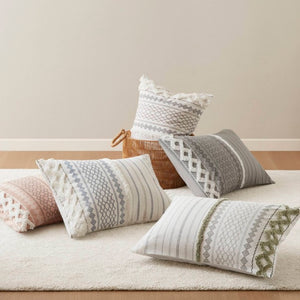 English Elm 3 Piece Cotton Chenille Tufted Duvet Set Aztec Print Textured Bedding for Queen Beds B035P319205