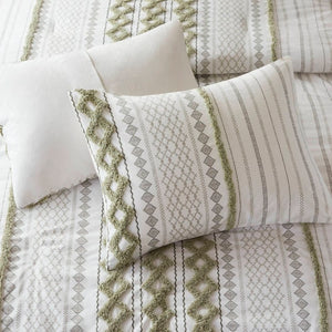 English Elm 3 Piece Cotton Chenille Tufted Duvet Set Aztec Print Textured Bedding for Queen Beds B035P319205