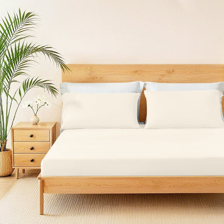 English Elm 3-Piece King Nylon Spandex Cooling Sheet Set for Warm Sleepers with Moisture-Wicking Fabric Ivory B035P408421