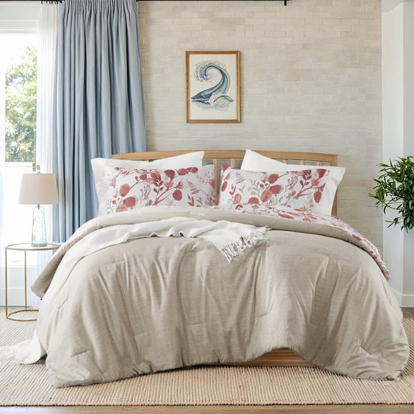 English Elm 2-piece Reversible Botanical Seersucker Comforter Set Twin Floral Garden Bedroom B035P408439
