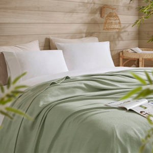 English Elm 1-Piece King Rayon Cotton Blanket Diamond Jacquard Weave Breathable Bamboo Blend Throw B035P437480